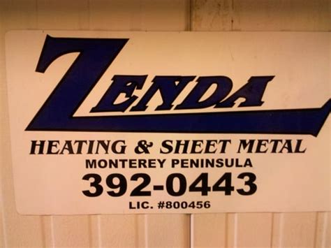 zenda heating and sheet metal|zenda heating monterey ca.